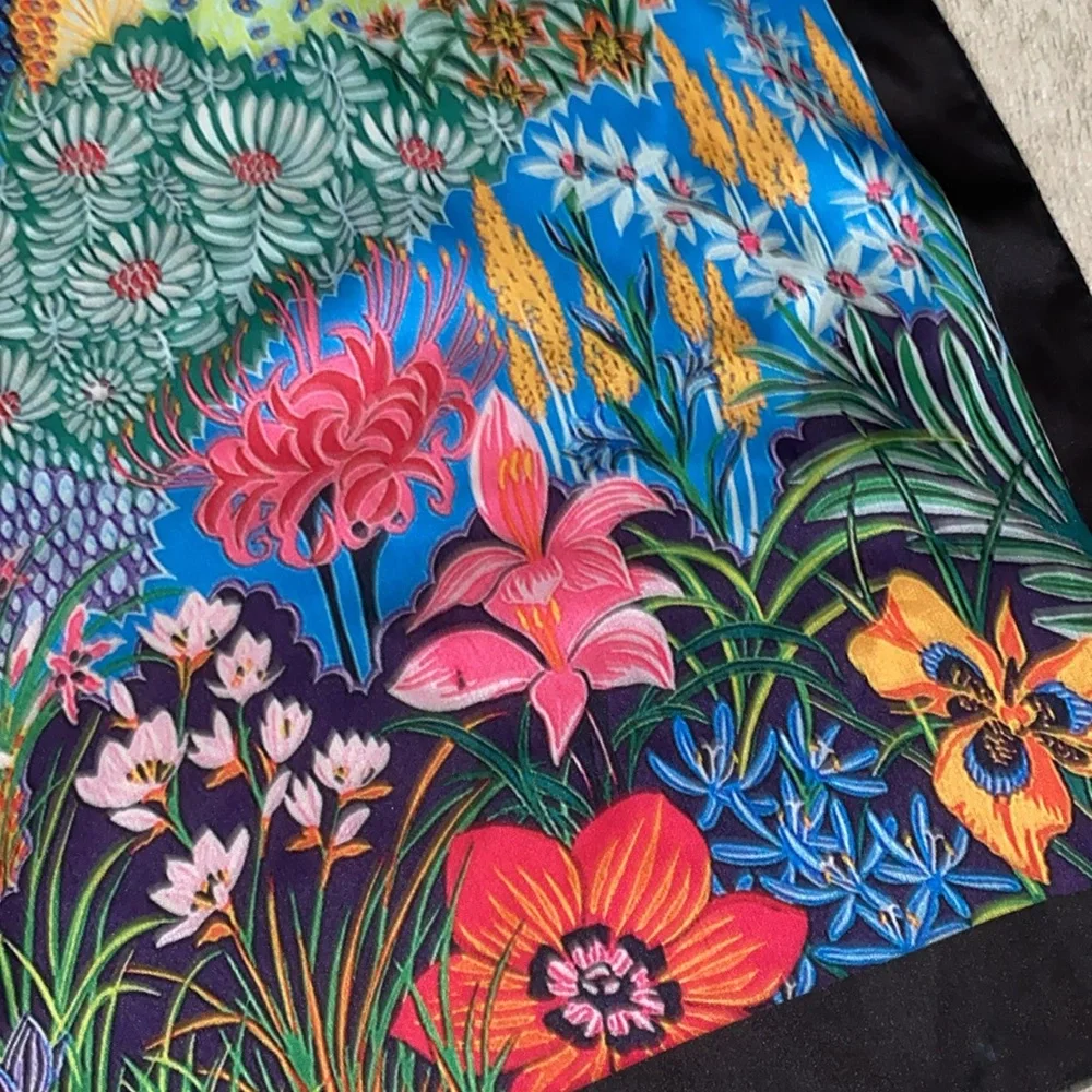 LULLA Collection Vibrant Poly Silk Zebra Floral Print Scarf colorful‎